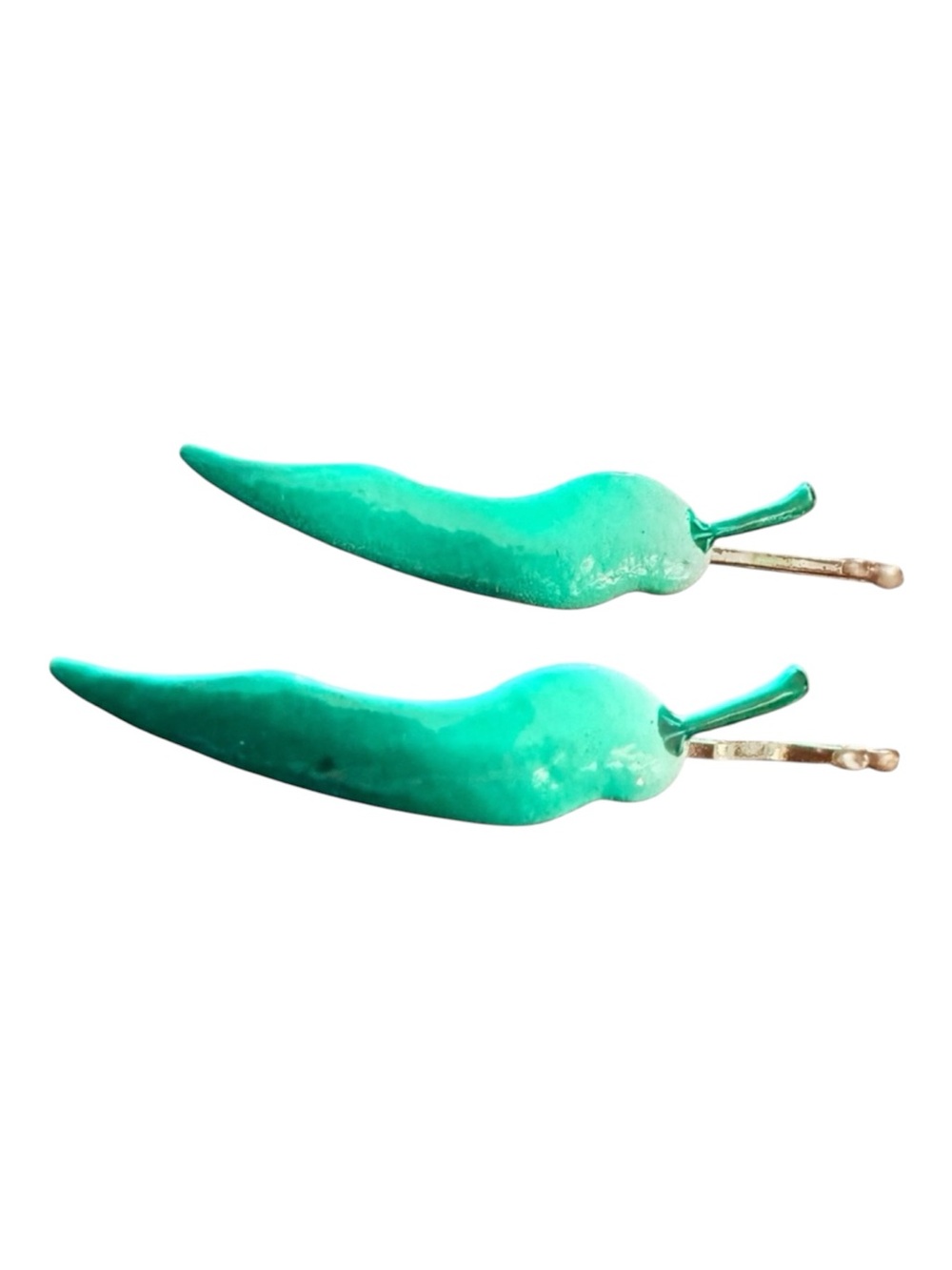 Vintage Metal Pepperโ Hair Clips Bobby Pins in Green, Deadstock
